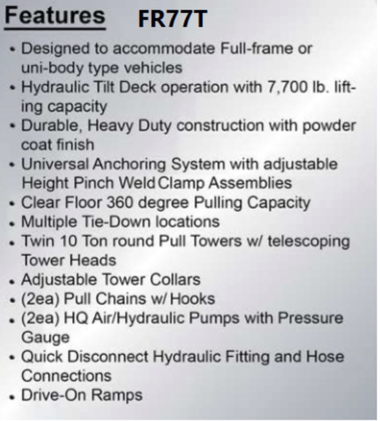 18 Ft Frame Straightener Drive-On Tubular Steel Deck, FR-77T-18