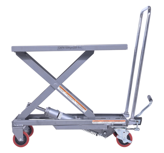 Aluminum Hydraulic Elevating Cart with Foot Pump 15-3/4 In. x 27 In. 220 Lb. Capacity 