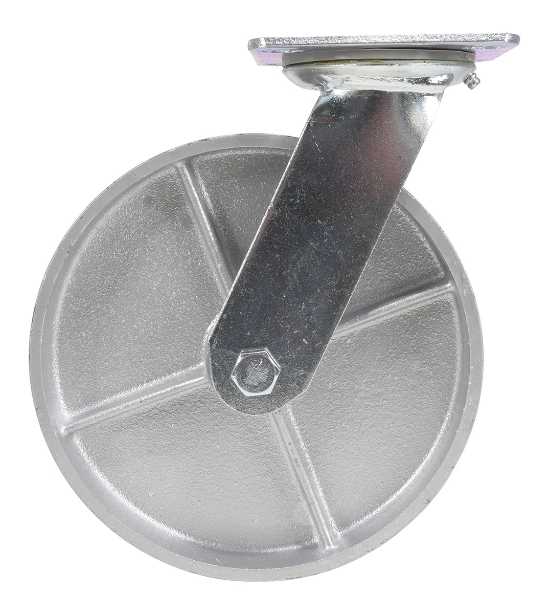 Cast Iron/Steel Swivel Caster 8 In. Diameter x 2 In. Width 1760 Lb. Capacity Silver