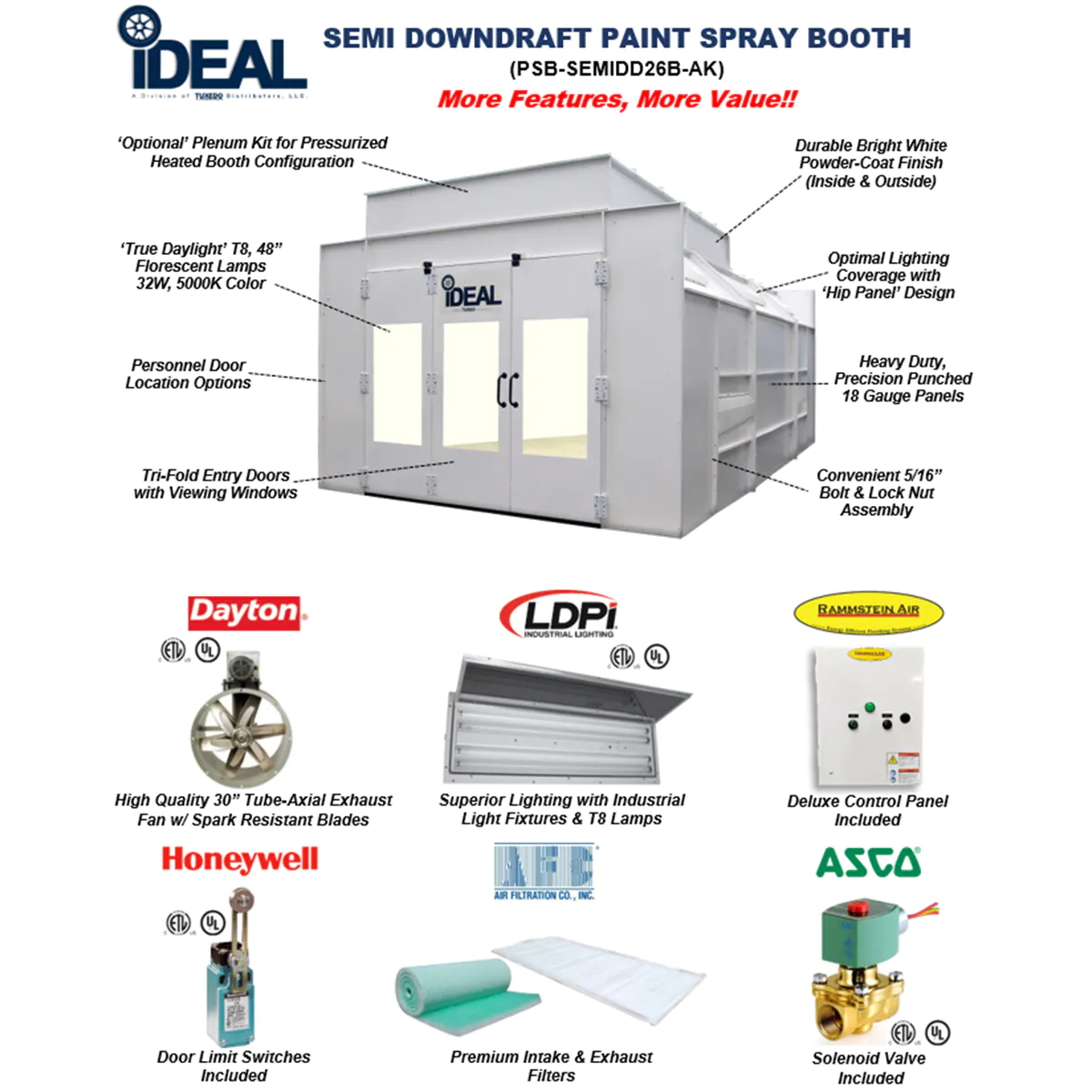 Commercial Semi Down Draft Paint Spray Booth (Assy) - 3 Phase