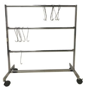 Economy Powder Coat Hook Storage Rack - Small, 3-Bar, Mobile