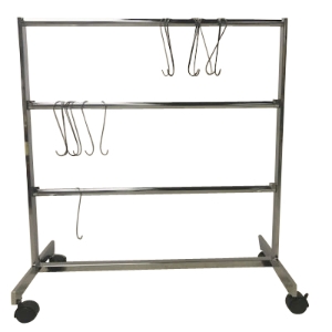 Economy Powder Coat Hook Storage Rack - Small, 3-Bar, Mobile