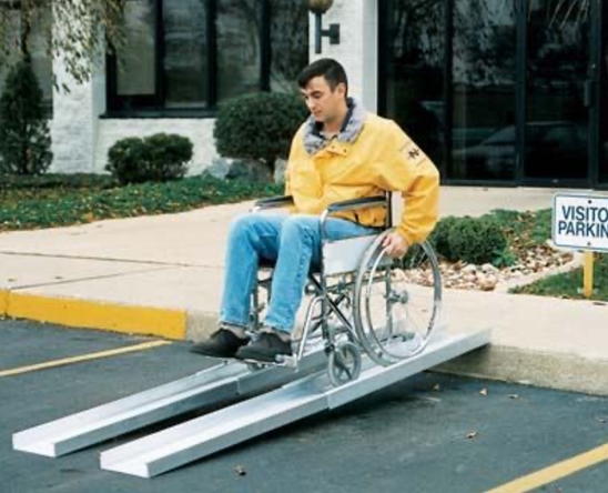 Extruded Aluminum Wheelchair Ramp Light Telescopic 88 In. Usable Length 550 Lb. Capacity 