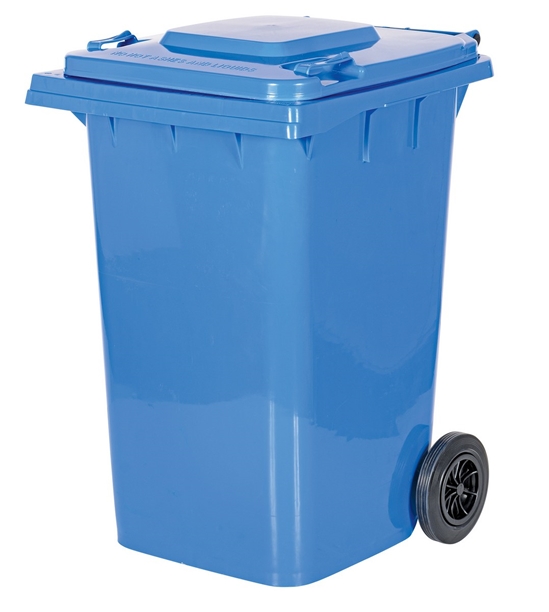 High Density Polyethylene 95 Gallon Trash Can Blue