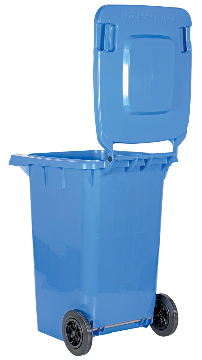 High Density Polyethylene 95 Gallon Trash Can Blue