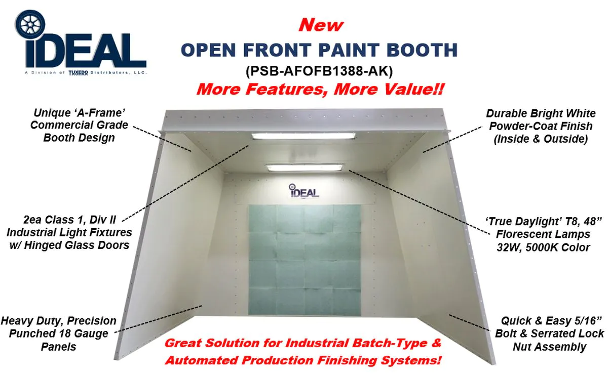  Open Front Paint Spray Booth - (1 Phase/ 3 Phase)