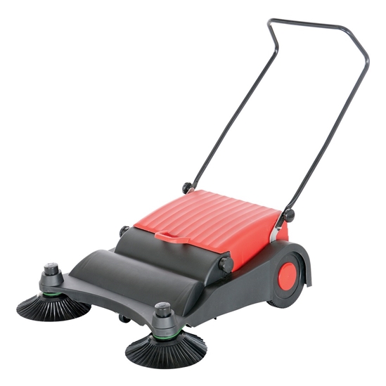 Plastic/Steel Large Belt Driven Manual Brush Sweeper 9 Gallon Capacity