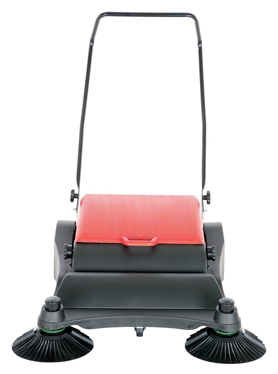 Plastic/Steel Large Belt Driven Manual Brush Sweeper 9 Gallon Capacity