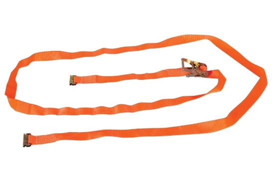 Polyester Ratcheting Cargo Strap with E-Clip 16 Ft. Working Length 1,200 Lb. Working Load Orange