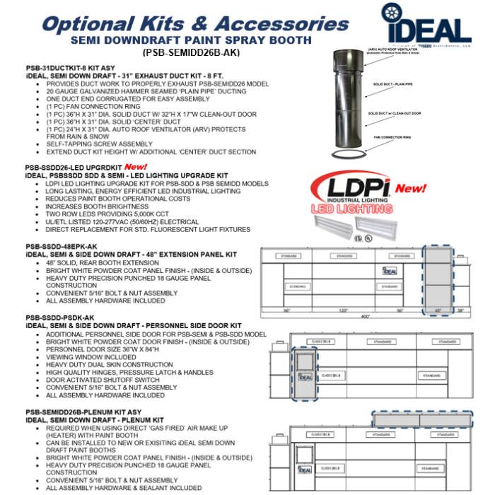 Semi Downdraft Paint Spray Booth Canopy Plenum Kit, PSB-SEMIDD26B-PLENUM-KIT-ASY