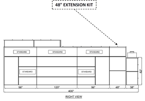  Semi / Side Down Draft Paint Spray Booth 48" Extension Panel Kit - PSB-SSDD-48EPK-AK