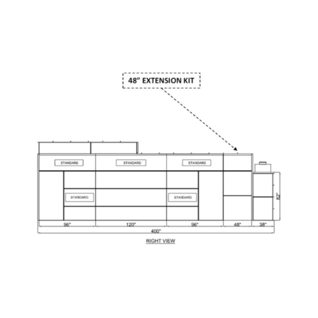  Semi / Side Down Draft Paint Spray Booth 48" Extension Panel Kit - PSB-SSDD-48EPK-AK