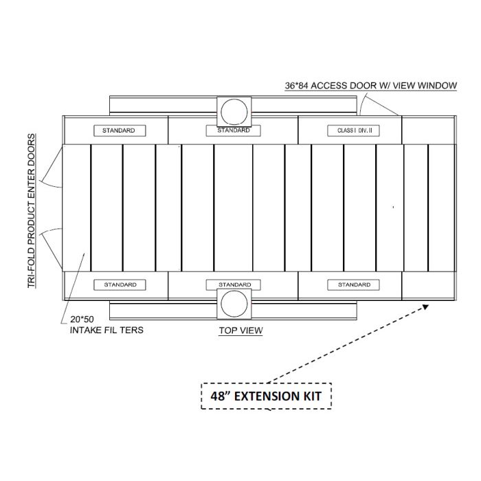  Semi / Side Down Draft Paint Spray Booth 48" Extension Panel Kit - PSB-SSDD-48EPK-AK