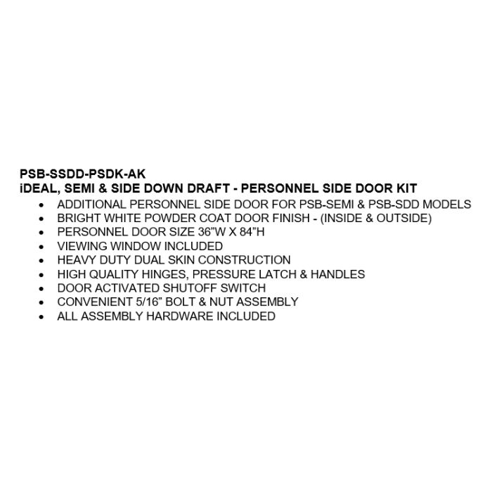 Semi and Side Downdraft Paint Booth Personnel Side Door Kit