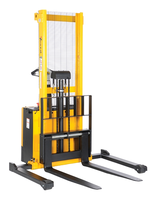 Steel Adjustable Powered Lift Stacker 62 In. Raised Height 2,000 Lb. Capacity