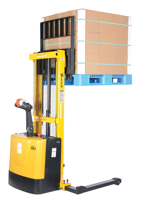 Steel Adjustable Powered Lift Stacker 62 In. Raised Height 2,000 Lb. Capacity