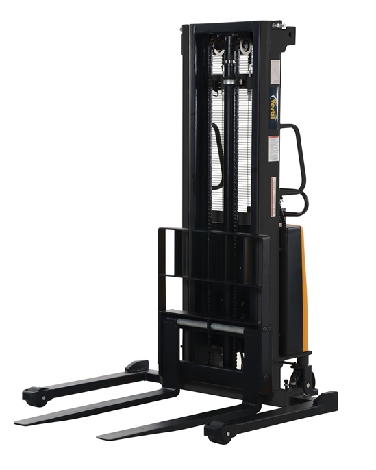 Steel Adjustable Stacker with Powered Lift 118 In. Raised Height 2,000 Lb. Capacity