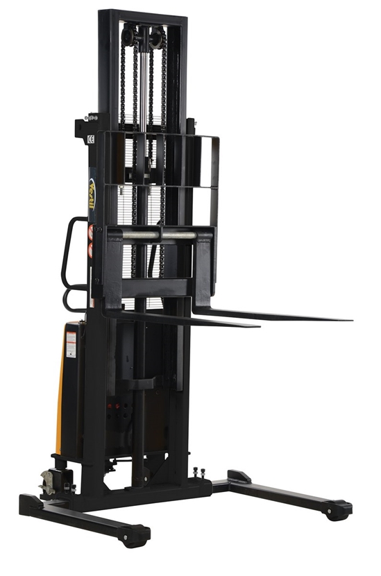 Steel Adjustable Stacker with Powered Lift 118 In. Raised Height 2,000 Lb. Capacity