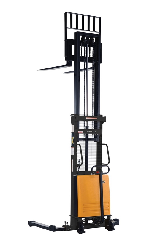 Steel Adjustable Stacker with Powered Lift 118 In. Raised Height 2,000 Lb. Capacity