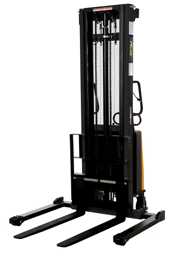 Steel Adjustable Stacker with Powered Lift 137 In. Raised Height 2,000 Lb. Capacity