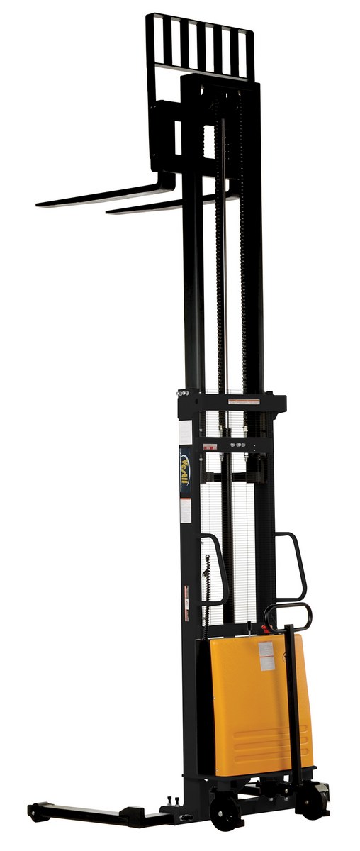 Steel Adjustable Stacker with Powered Lift 137 In. Raised Height 2,000 Lb. Capacity