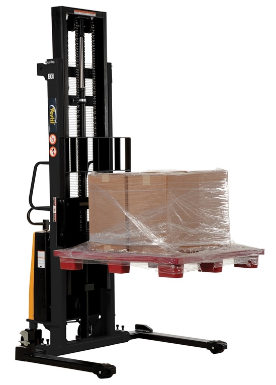 Steel Adjustable Stacker with Powered Lift 137 In. Raised Height 2,000 Lb. Capacity