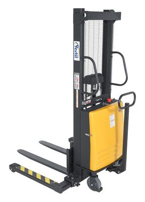 Steel Adjustable Stacker with Powered Lift 63 In. Raised Height 2,000 Lb. Capacity