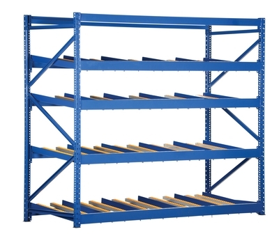 Steel Carton Flow Rack 3 Ft. Length 4 Level 1,000 Lb. Capacity 