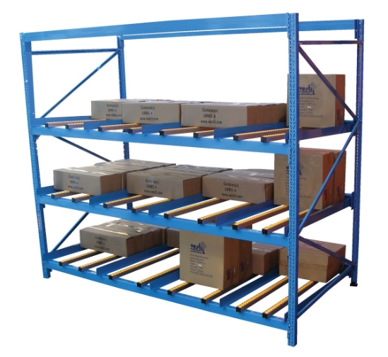 Steel Carton Flow Rack 4 Ft. Length 3 Level 1,000 Lb. Capacity