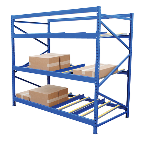 Steel Carton Flow Rack 4 Ft. Length 4 Level 1,000 Lb. Capacity 