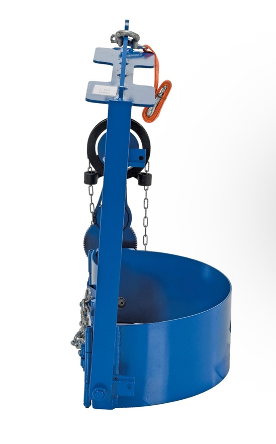 Steel Hoist Mounted Drum Carrier/Rotator 55 Gallon 800 Lb. Capacity