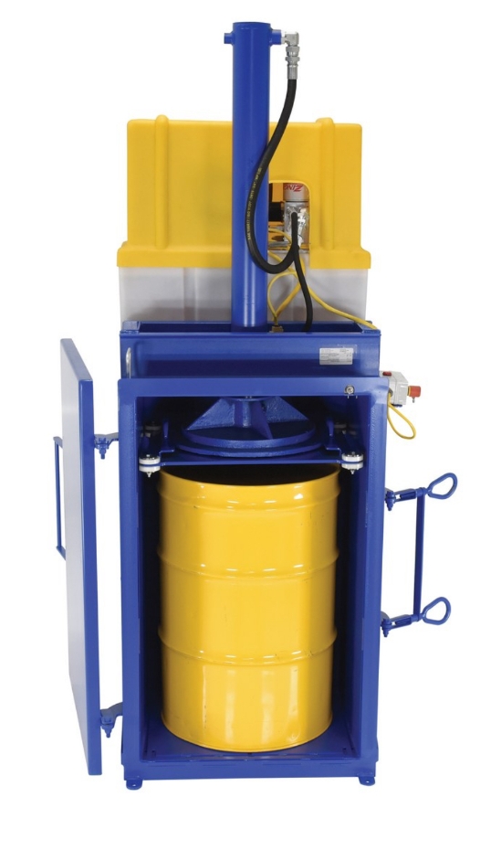 Steel Hydraulic Drum Crusher and Compactor 460 Volt Three Phase 38,000 Lbs. Crushing Force 