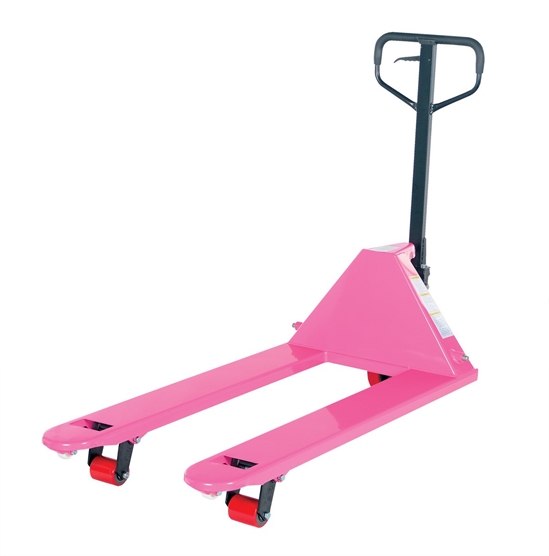 Steel Pallet Truck 63 In.x 27 In. x 48 In. 5500 Lb. Capacity Pink