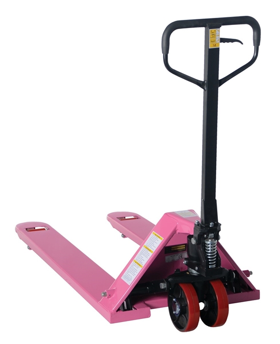 Steel Pallet Truck 63 In.x 27 In. x 48 In. 5500 Lb. Capacity Pink