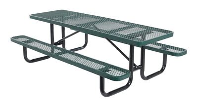 Steel Picnic Table Expanded Metal Rectangle Top 30 In. x 96 In. Green