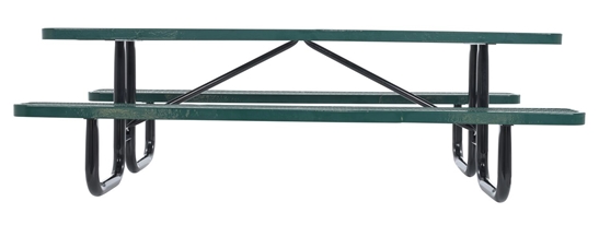 Steel Picnic Table Expanded Metal Rectangle Top 30 In. x 96 In. Green