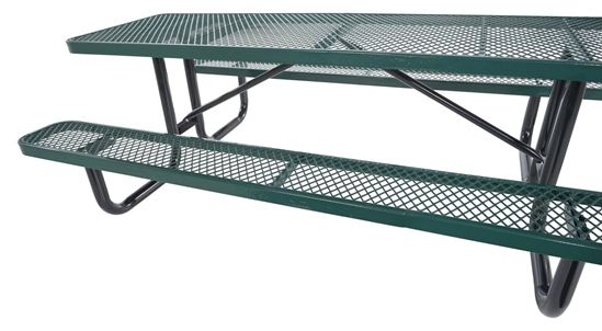 Steel Picnic Table Expanded Metal Rectangle Top 30 In. x 96 In. Green