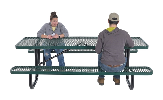 Steel Picnic Table Expanded Metal Rectangle Top 30 In. x 96 In. Green