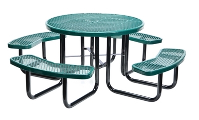 Steel Picnic Table Expanded Metal Round Top 46 In. x 46 In. Green - PT-MX-RT-46-GN