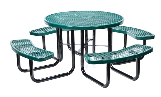 Steel Picnic Table Expanded Metal Round Top 46 In. x 46 In. Green - PT-MX-RT-46-GN