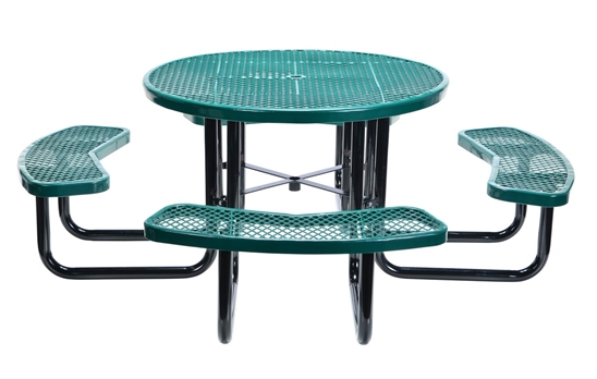 Steel Picnic Table Expanded Metal Round Top 46 In. x 46 In. Green - PT-MX-RT-46-GN