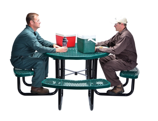 Steel Picnic Table Expanded Metal Round Top 46 In. x 46 In. Green - PT-MX-RT-46-GN