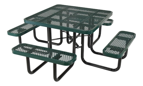 Steel Picnic Table Expanded Metal Square Top 46 In. x 46 In. Green