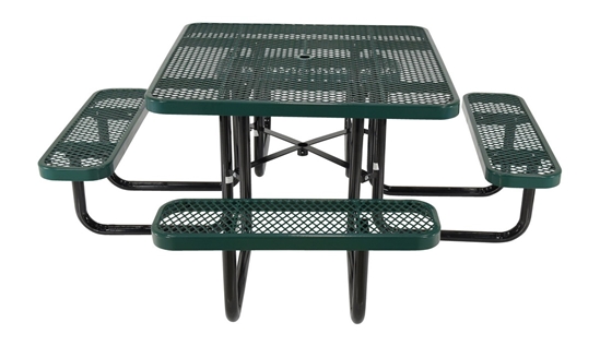 Steel Picnic Table Expanded Metal Square Top 46 In. x 46 In. Green