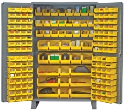 Steel/Plastic Storage Cabinet with 171 Yellow Bins 48 In. Width x 24 In. Depth x 78 In. Height 