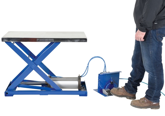 Steel Pneumatic Scissor Lift Table 39-1/2 In. x 19-3/4 In. x 29-1/2 In. 400 Lb. Capacity