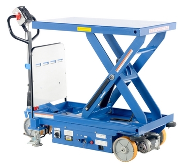 Steel Powered Drive and Lift Hydraulic Scissor Cart 40 In. x 24 In. 1500 Lb. Capacity 