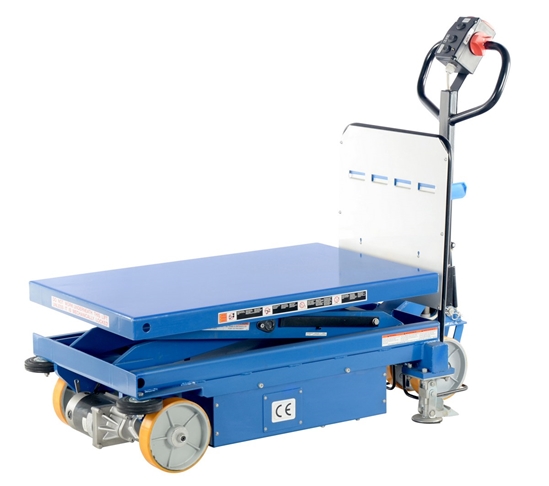 Steel Powered Drive and Lift Hydraulic Scissor Cart 40 In. x 24 In. 1500 Lb. Capacity 