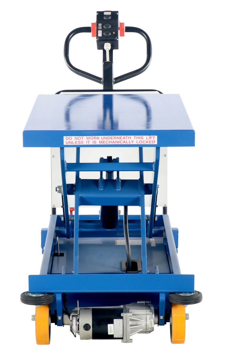 Steel Powered Drive and Lift Hydraulic Scissor Cart 40 In. x 24 In. 1500 Lb. Capacity 