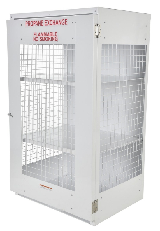 Steel Propane Exchange Cylinder Storage Cabinets with Mesh Door 18 Cylinder Capacity WhiteP
